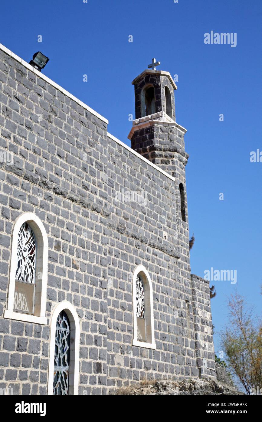 Église de la primauté de Saint Pierre, mer de Galilée, Tabgha, Israël Banque D'Images