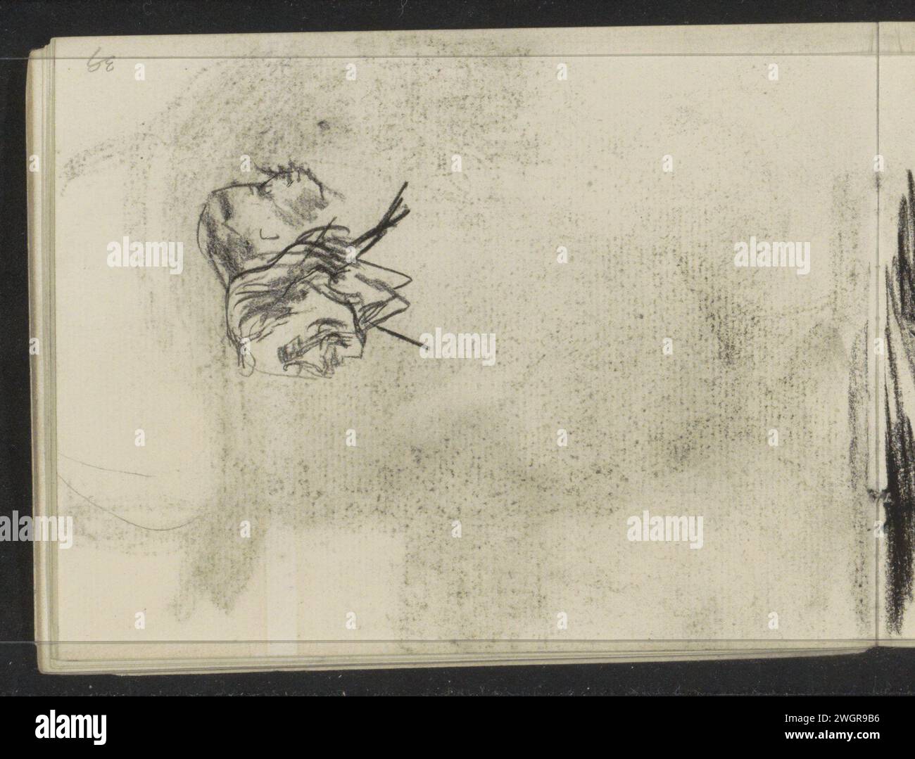 Deux têtes, de profil, c. 1886 - 1934 feuille 20 verso du carnet de croquis LXIV avec 29 feuilles. Amsterdam (éventuellement) papier. tête de craie (humaine) (+ vue latérale, profil) Banque D'Images