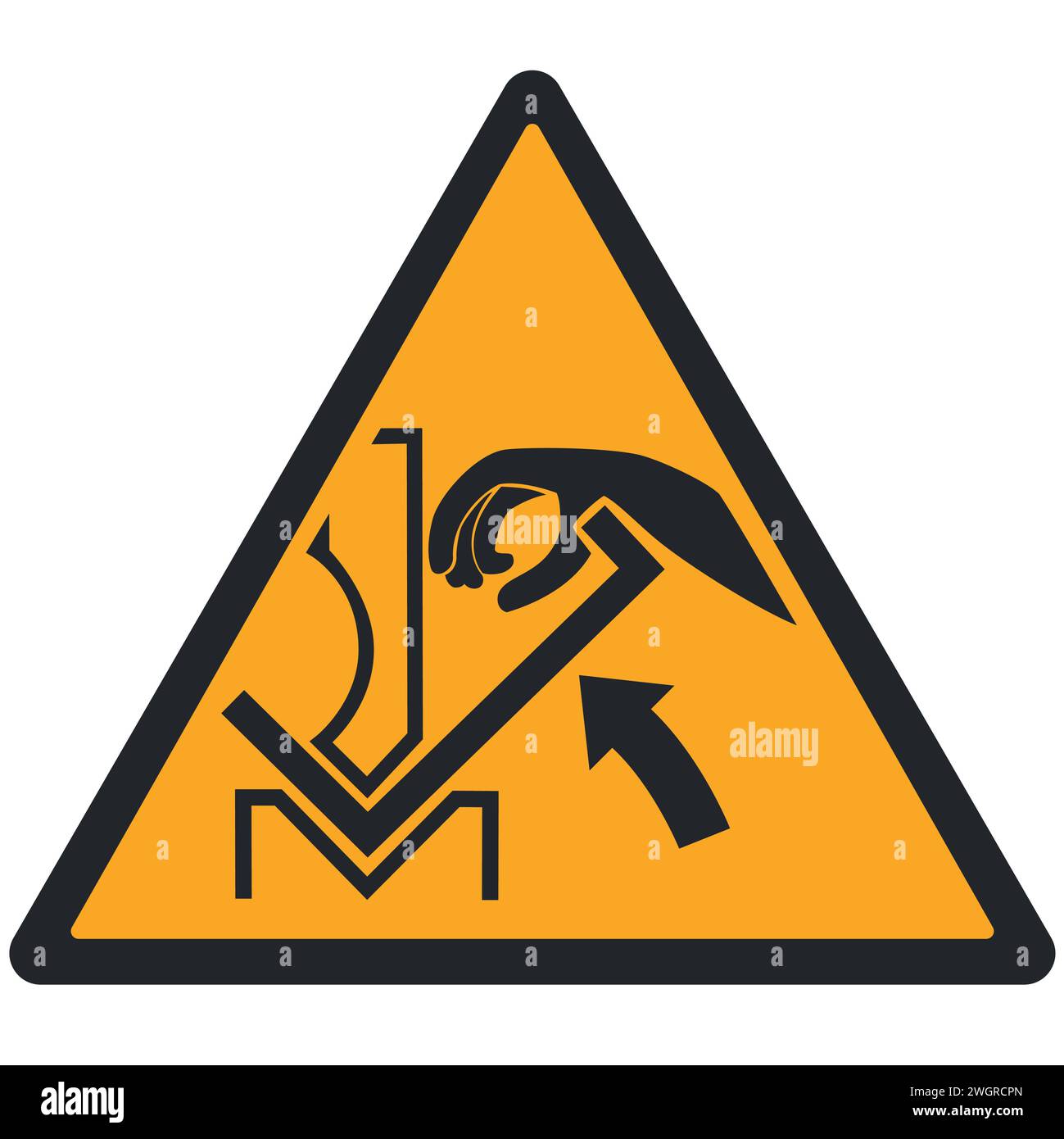 PICTOGRAMME D'AVERTISSEMENT, BLESSURE À LA MAIN DUE AU DÉPLACEMENT D'UNE PIÈCE DANS UNE PRESSE PLIEUSE ISO 7010 - W031 Illustration de Vecteur