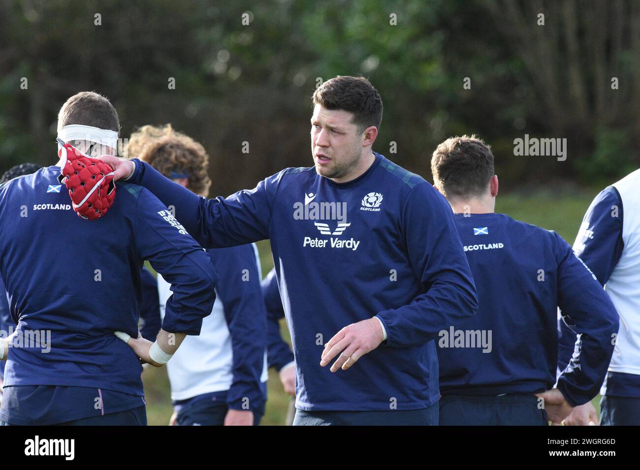 Oriam Sports Centre Edinburgh.Scotland, Royaume-Uni. 6 février 2024. Session d'entraînement de rugby en Écosse pour le match des six Nations contre la France crédit : eric mccowat/Alamy Live News Banque D'Images