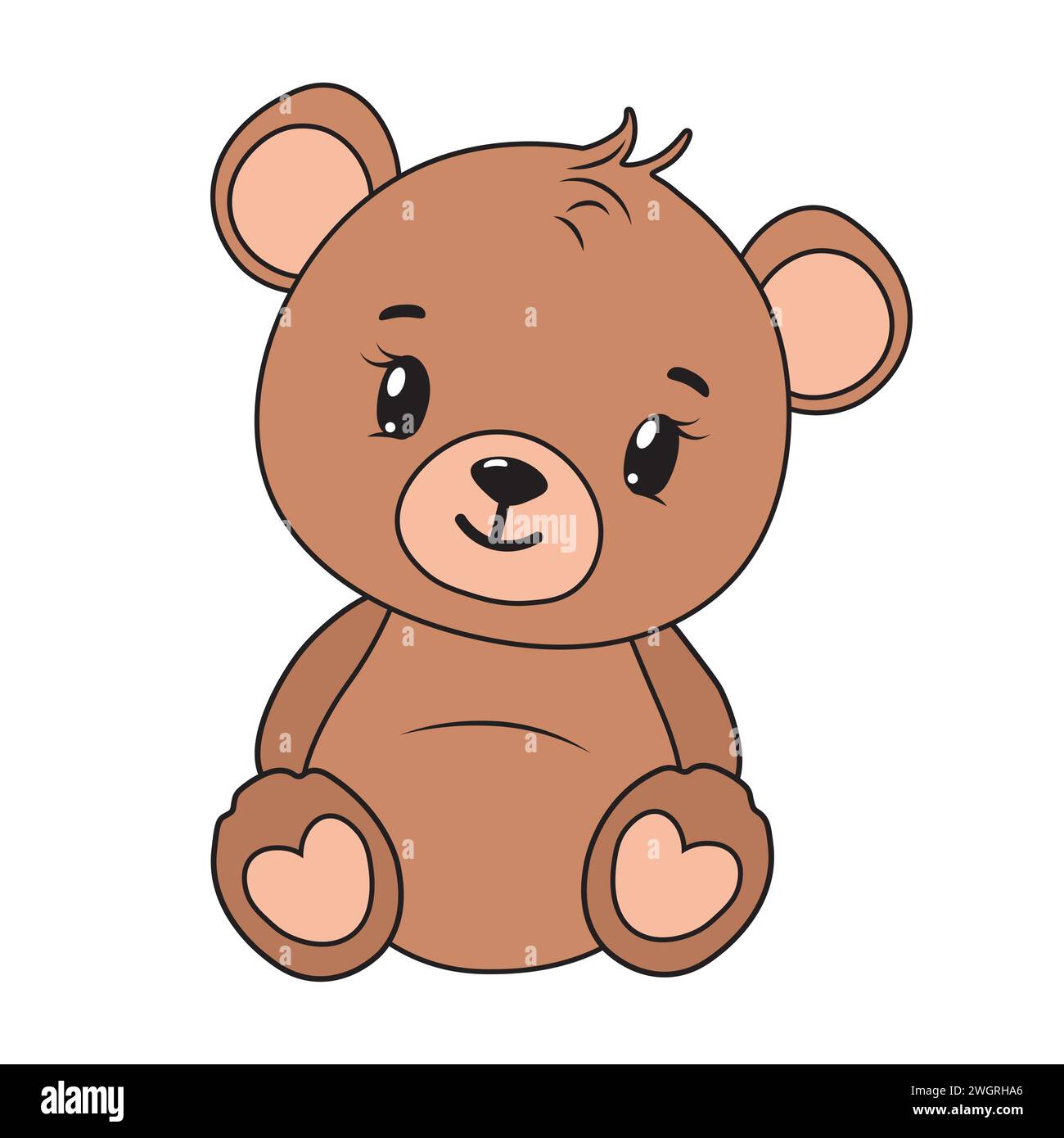 Ours en peluche sur un fond blanc. Illustration vectorielle. Saint-Valentin mignon ours doux jouet cadeau illustration vectorielle isolé sur blanc. Illustration de Vecteur