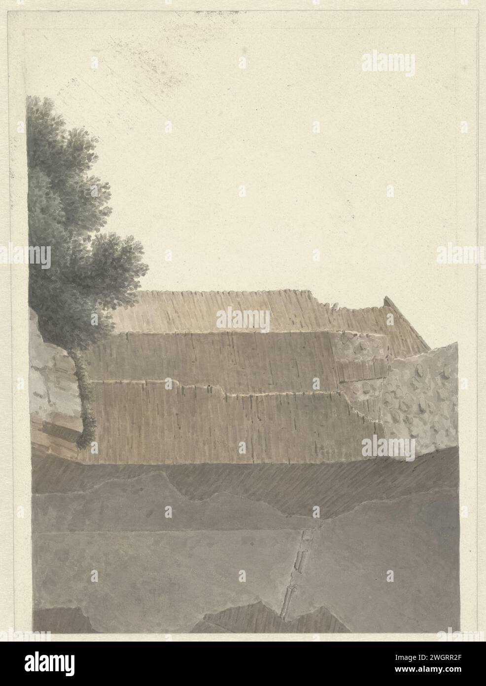 Partie de la voûte du Temple de Minerva Medica à Rome, c. 1809 - c. 1812 dessin d'un groupe de 46 dessins et études principalement de paysages urbains et de paysages dans et autour de Rome. Italie papier. graphite (minéral). Aquarelle (peinture) pinceau ruine d'un bâtiment ~ architecture Temple de Minerva Medica Banque D'Images