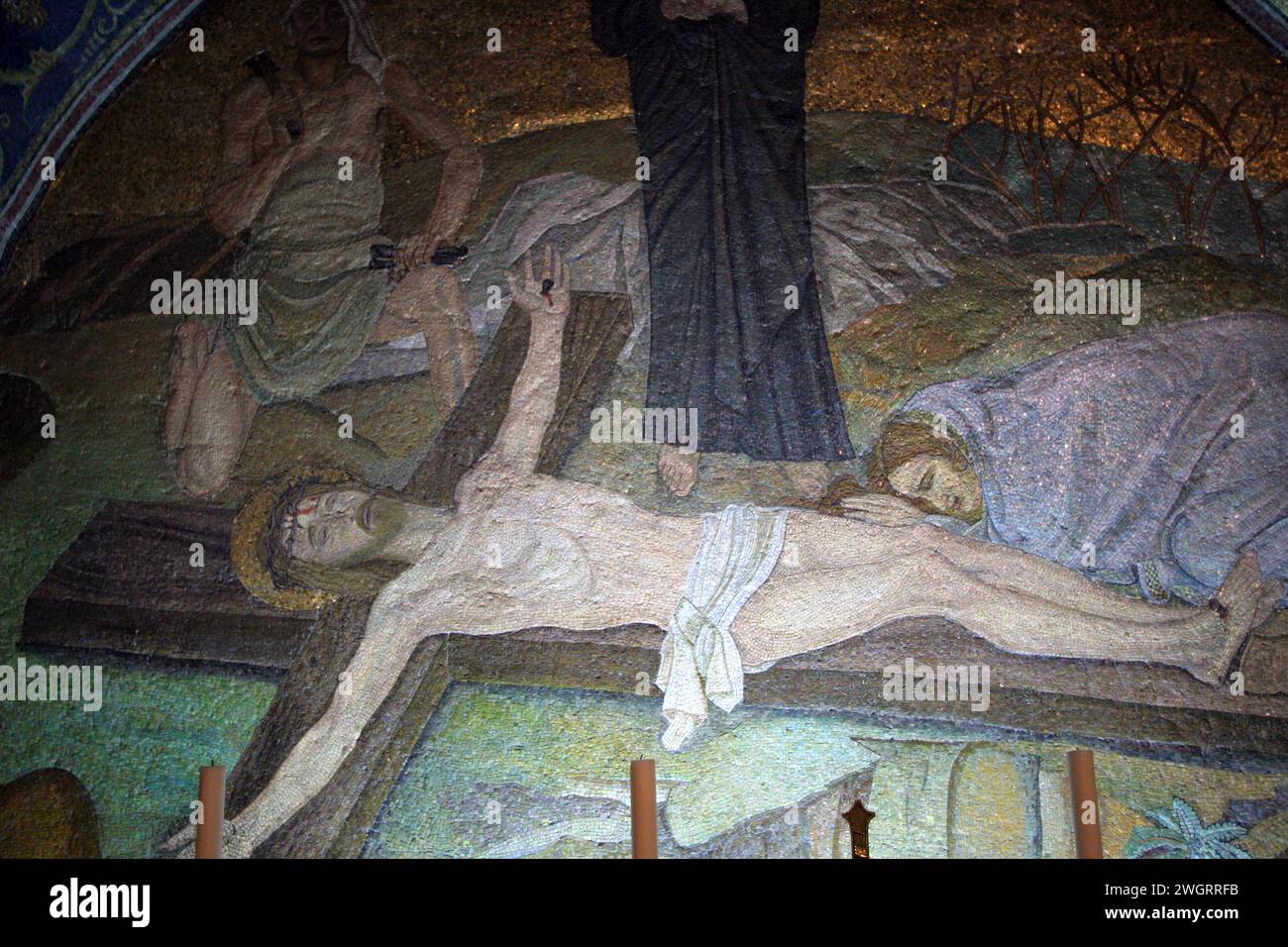 XI station de via Dolorosa, ongles de l'autel de Croix, également connu sous le nom de Calvaire latin dans l'église du Saint-Sépulcre à Jérusalem, Izrael Banque D'Images