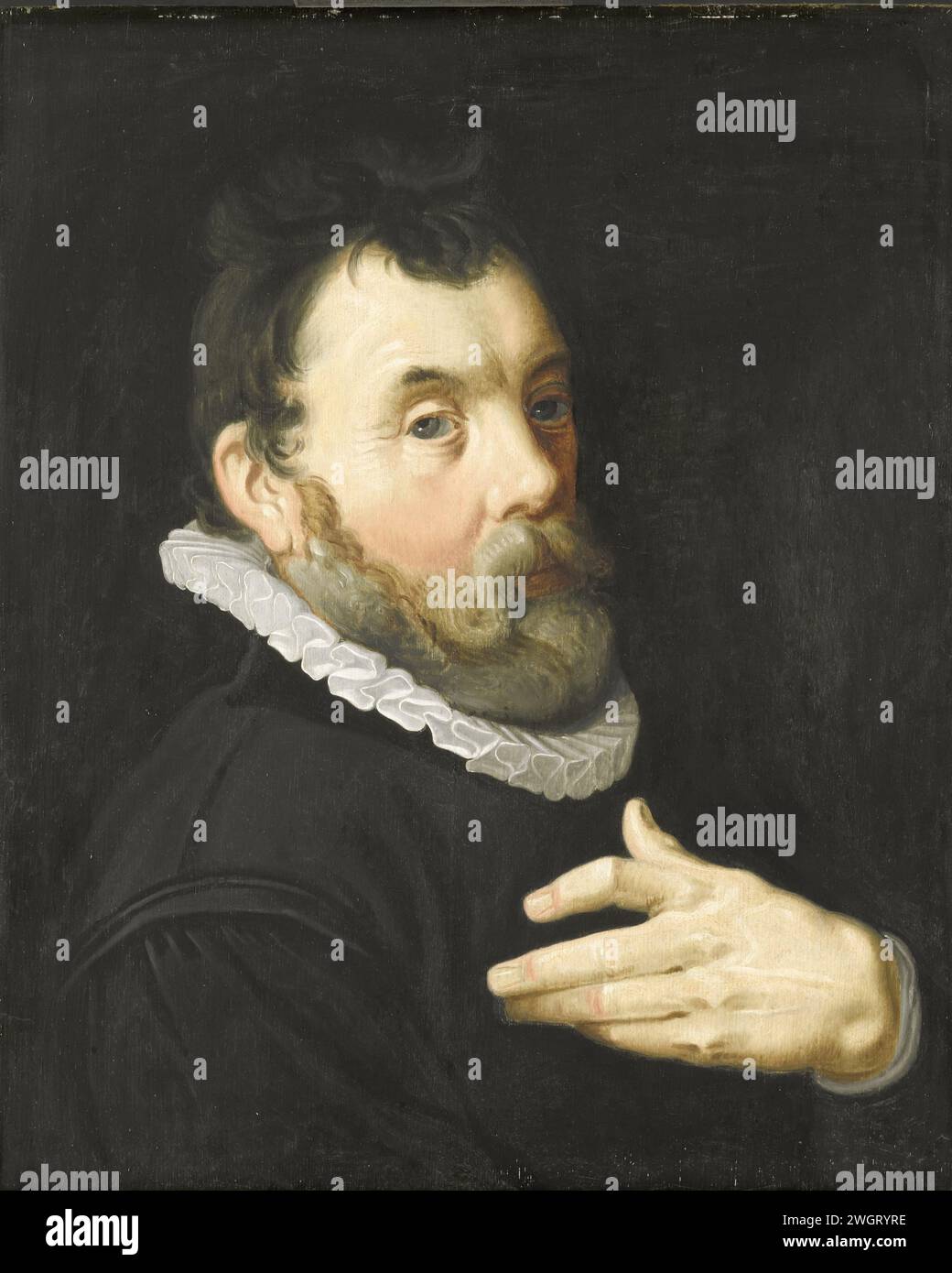 Portrait d'Un homme, Aert Pietersz. (Copie après), 1570 - 1700 peinture Portrait d'un homme. Buste à droite, la main gauche à l'épaule. Précédemment considéré comme pendentif de SK-A-1245, le portrait de Margriet Benningh par Nicolaes Eliasz. Pickenoy. panneau. peinture à l'huile (peinture) personnes historiques non connues par leur nom Banque D'Images