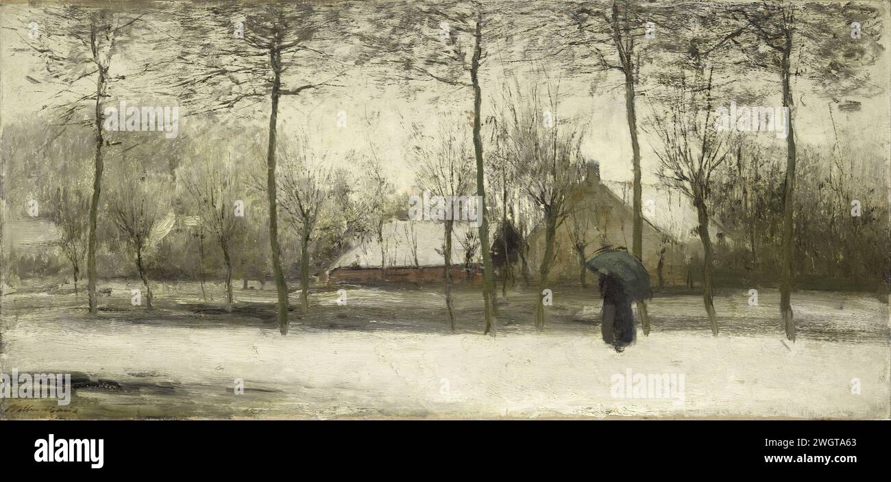 Paysage d'hiver, Willem Maris, c. 1875 peinture paysage d'hiver. toile. peinture à l'huile (peinture) ferme ou maison solitaire dans le paysage. neige. paysage d'hiver ; paysage symbolisant l'hiver (les quatre saisons de l'année) Banque D'Images