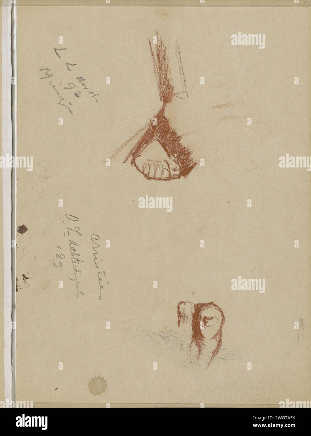 Pieds, 1874 - 1923 page 29 d'un carnet de croquis avec 72 feuilles. Ewijkshoeve (éventuellement) papier. pied de craie Banque D'Images