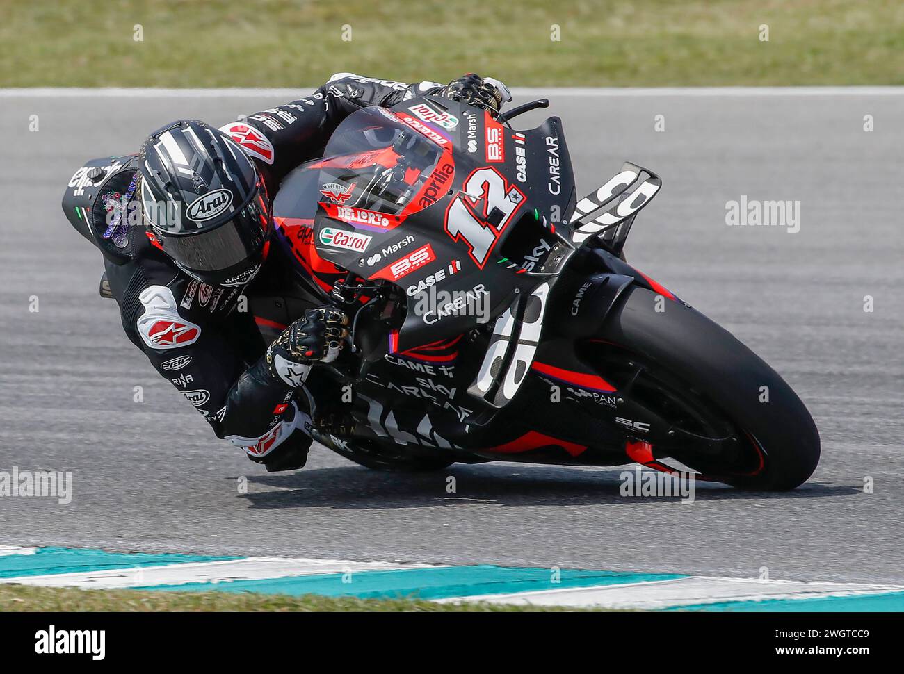 Kuala Lumpur, Malaisie. 06th Feb, 2024. Le pilote espagnol Maverick Vinales d'Aprillia Racing en action lors des essais officiels du MotoGP de Sepang sur le circuit international de Sepang. (Photo de Wong Fok Loy/SOPA images/SIPA USA) crédit : SIPA USA/Alamy Live News Banque D'Images