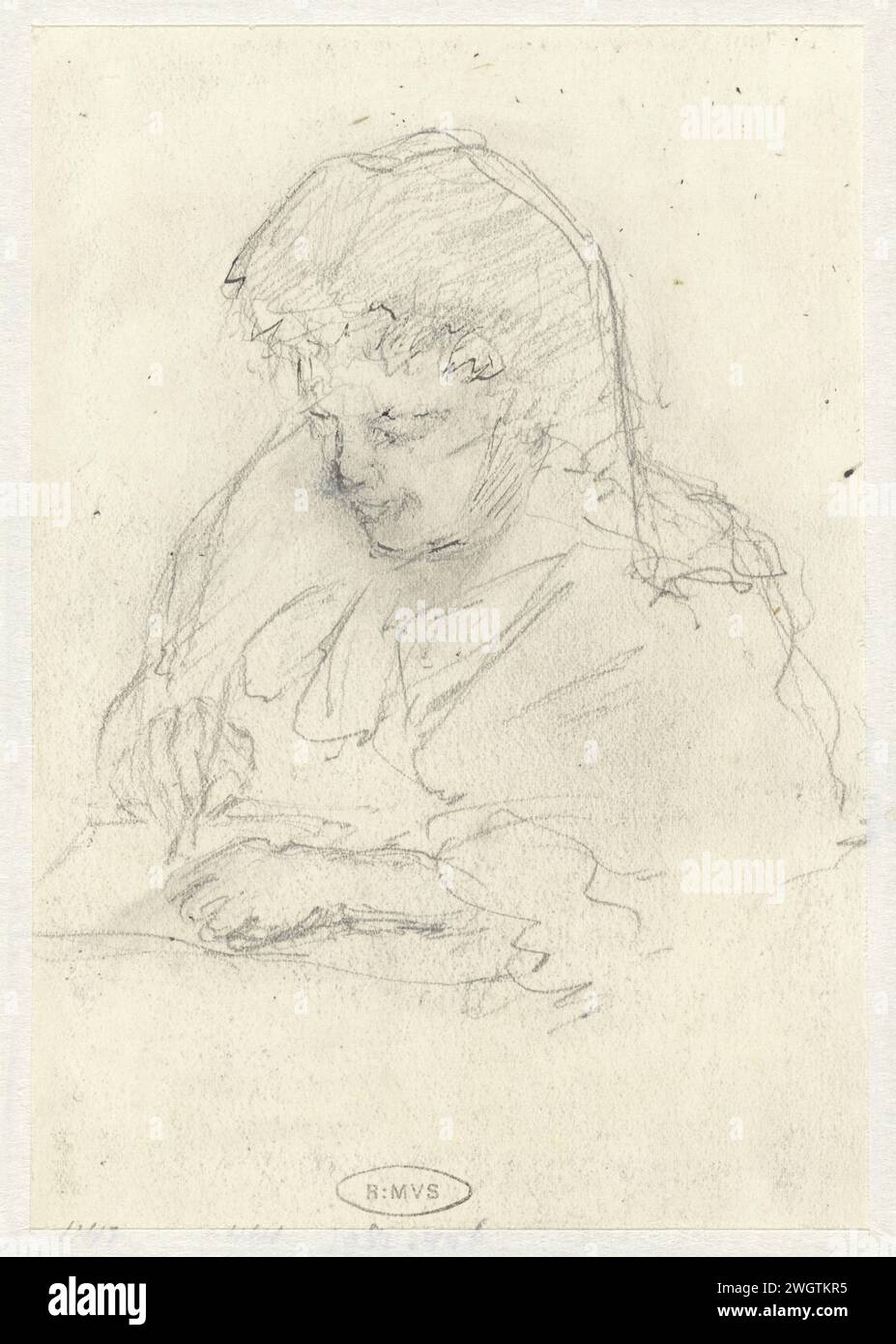 Femme écrivant, Jozef Israëls, 1834 - 1911 papier à dessin. encre. crayon écriture manuscrite, écriture comme activité Banque D'Images