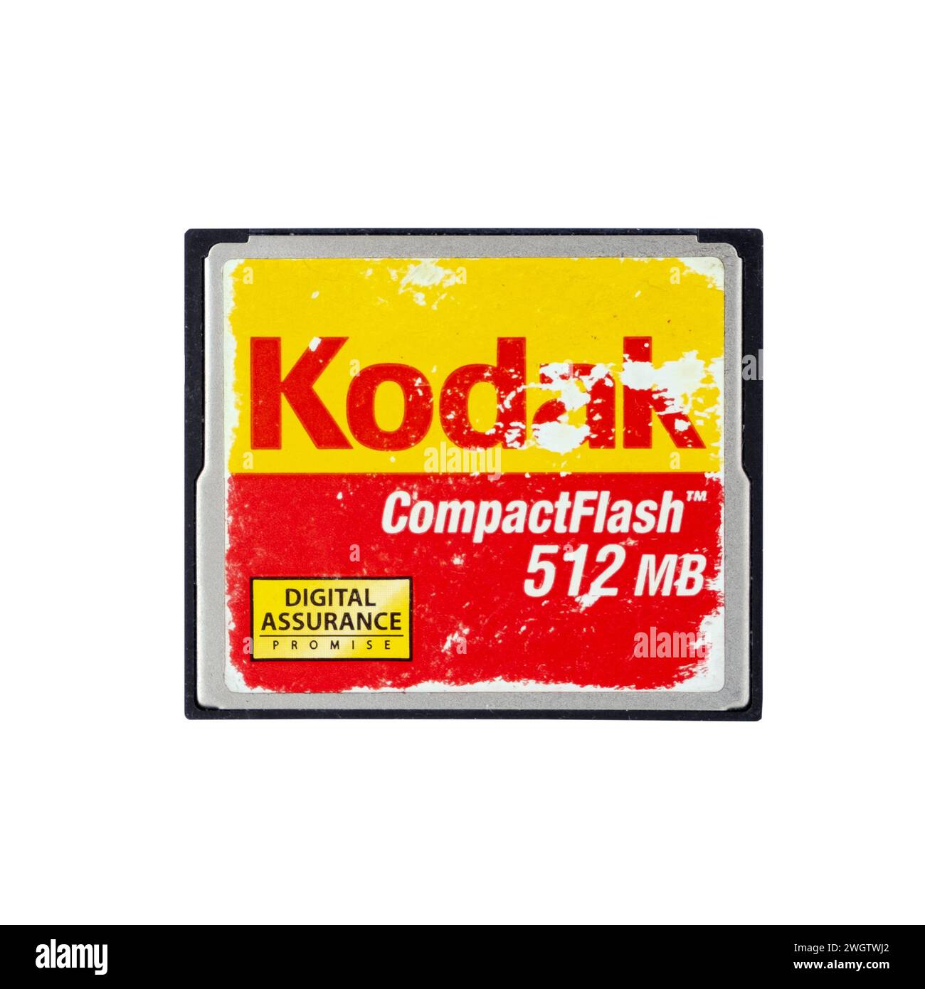 Carte mémoire compact flash Kodak vintage arrière-plan blanc isolé Banque D'Images
