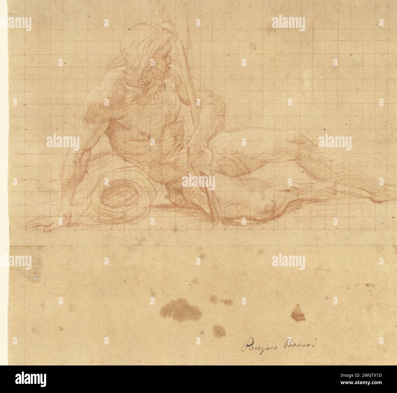 Liggende Riviergod, Pompeo Batoni, 1718 - papier à dessin. Chalk River personnifié, 'rivières' (Ripa) Banque D'Images