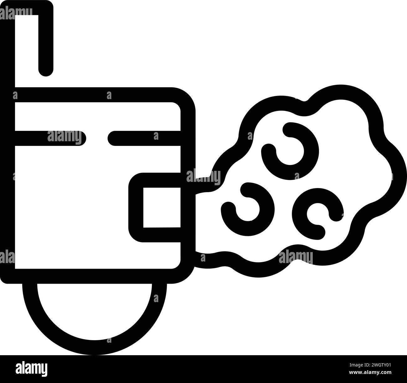 Vecteur de contour d'icône sombre de pollution de gaz. Moteur de fumée. Véhicule voiture urbaine co2 Illustration de Vecteur