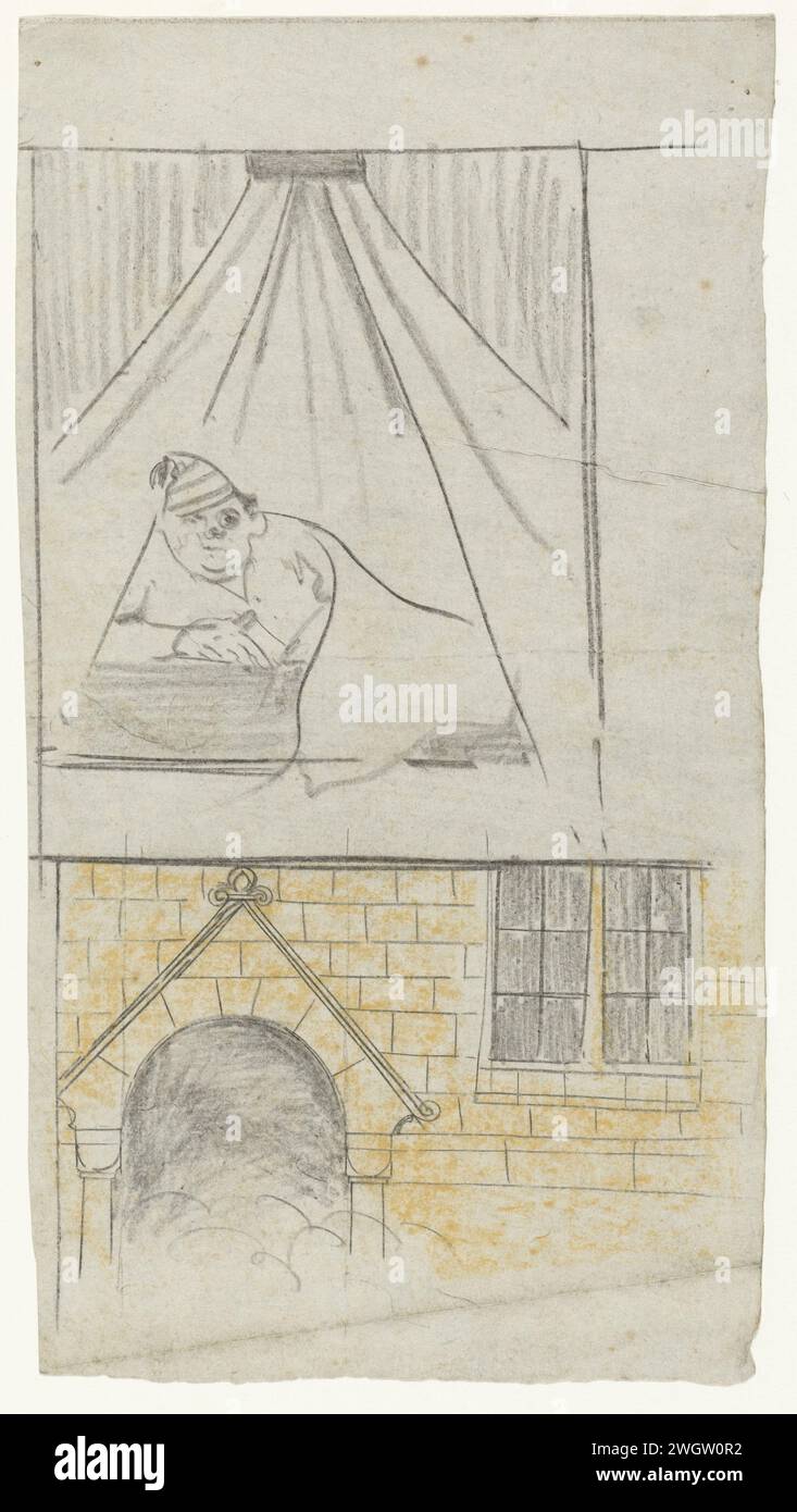 Design pour la publicité par Nutrix Geschuit, Gerrit Willem Dijsselhof, 1876 - 1924 dessin Design pour la publicité par Nutrix rusk `la voiture creuse bolle ' : il pourrait être choqué, gros morceaux. papier. publicité à la craie. (autres) noms historiques Banque D'Images