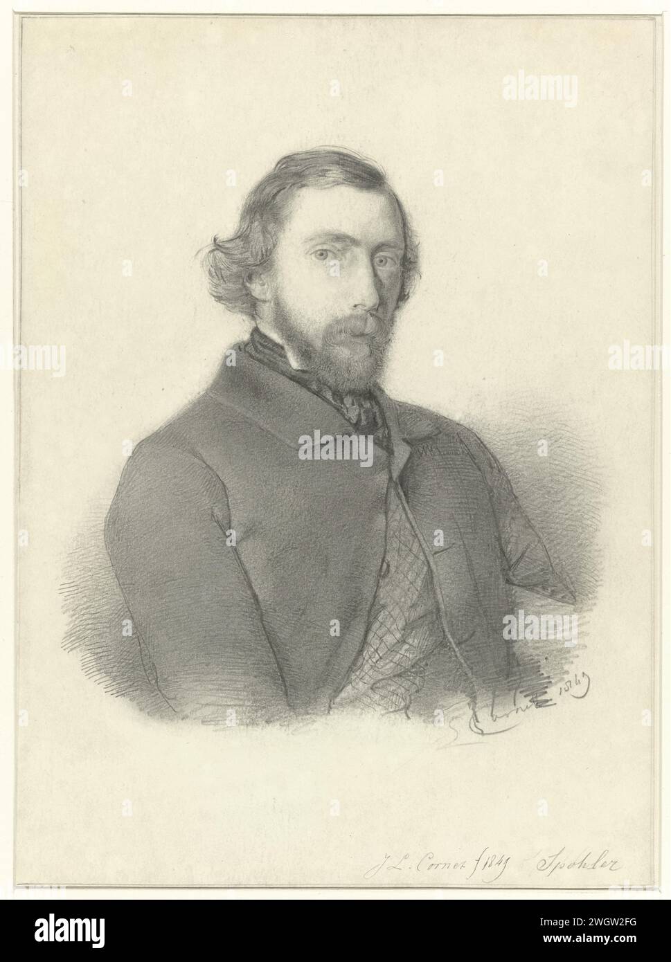 Portrait de Jan Jacob Spohler, Jacobus Ludovicus Cornet, 1849 papier à dessin. portrait au crayon, autoportrait d'artiste. personnes historiques Banque D'Images