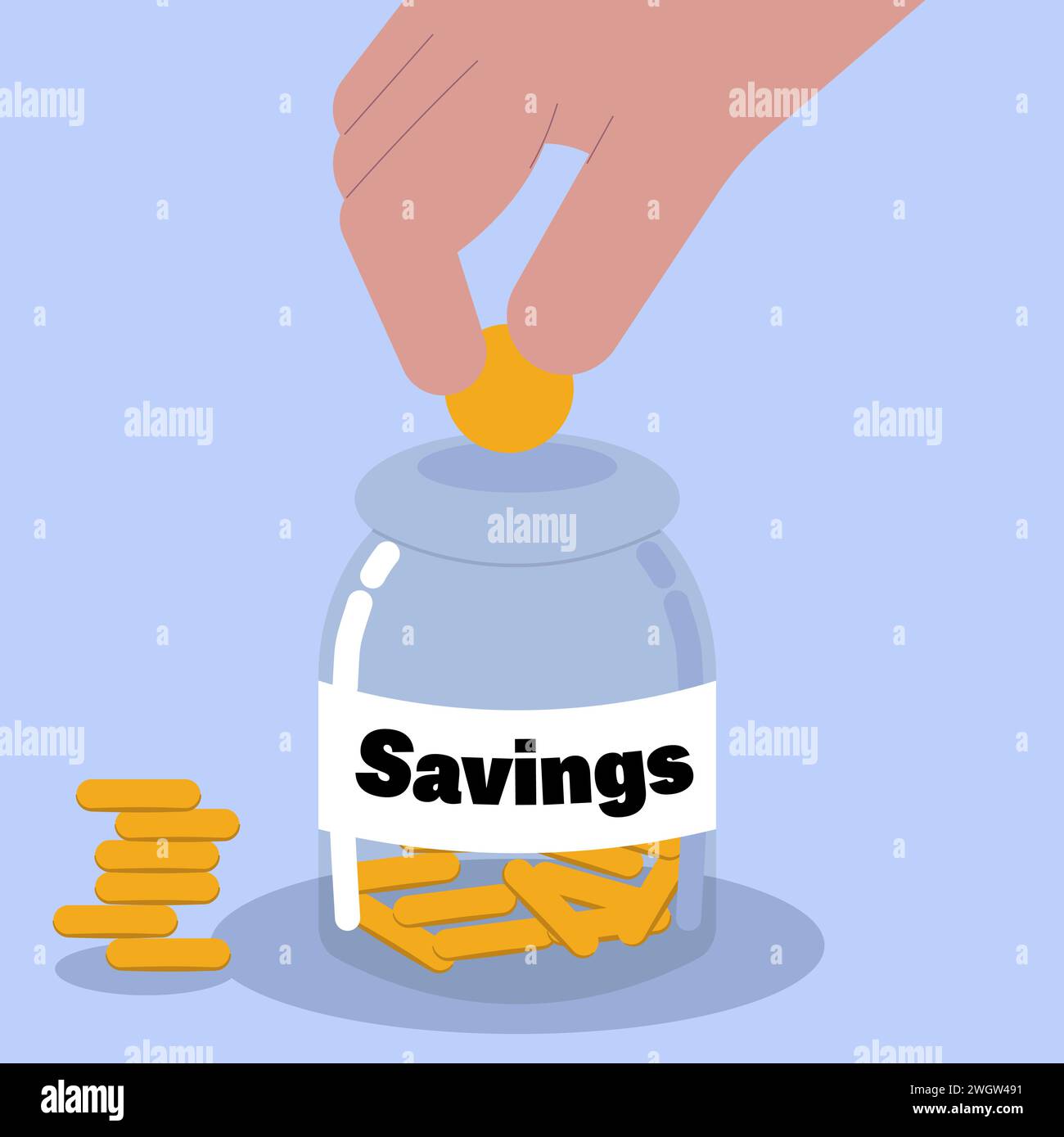 Pot d'épargne avec des pièces d'argent à l'intérieur, concept d'épargne Illustration de Vecteur
