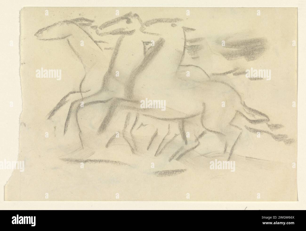 Chevaux de course, Leo Gestel, 1891 - 1941 papier à dessin. cheval de craie Banque D'Images