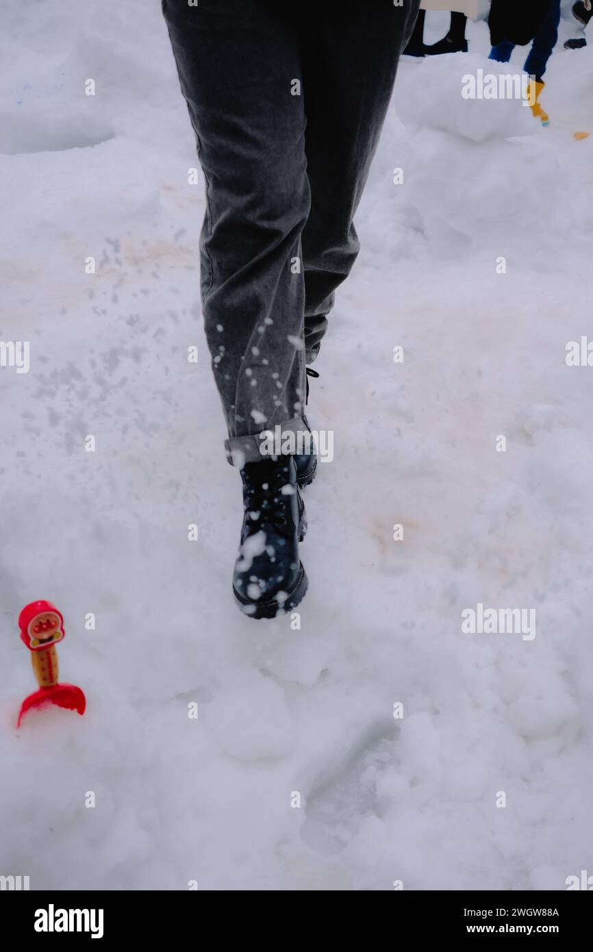 Neige, s'amuser dans la neige, Tokyo, Japon Banque D'Images