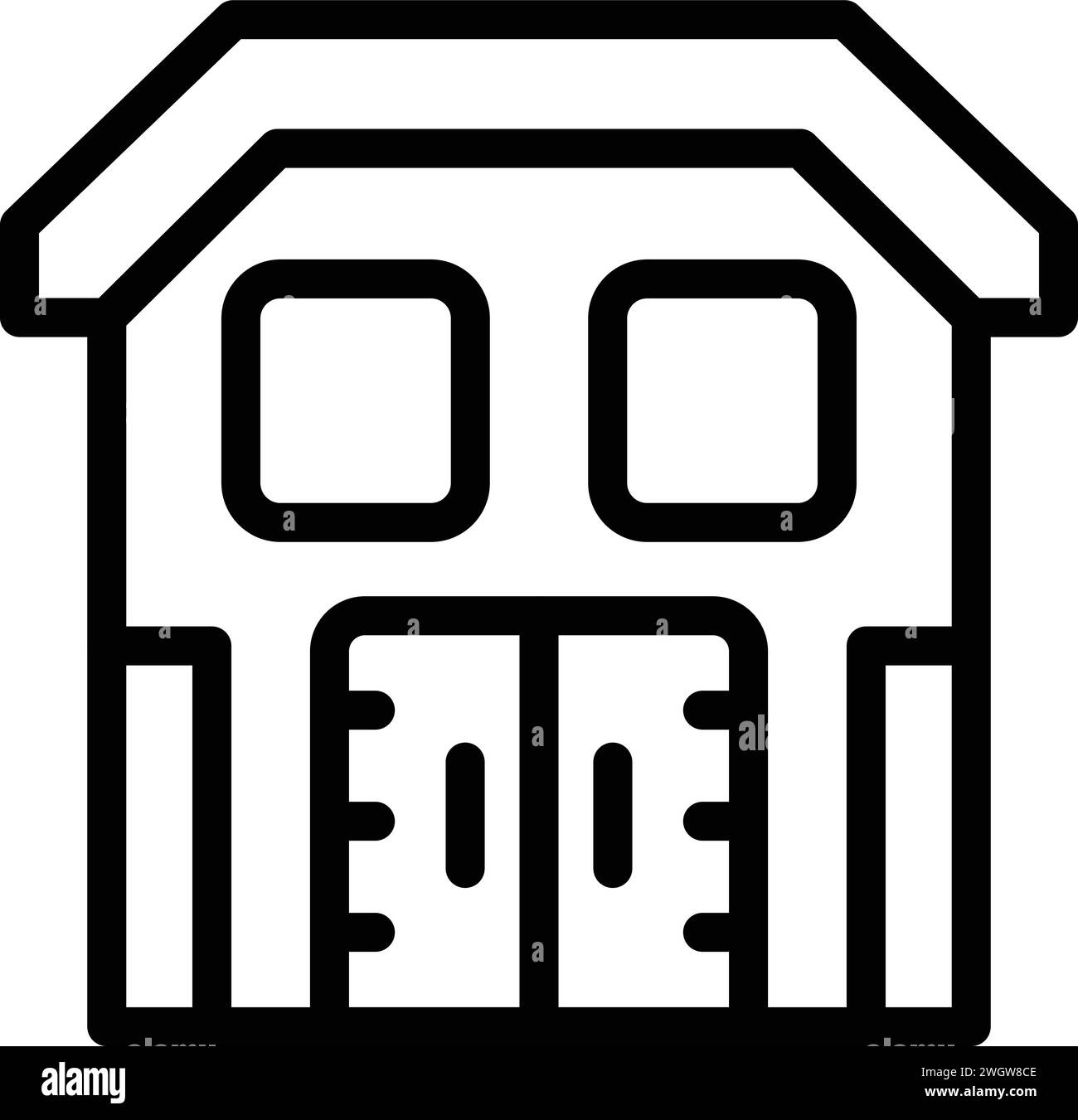 Vecteur de contour d'icône de bâtiment de ferme de grange. Moissonneuse-batteuse. Market Food Illustration de Vecteur