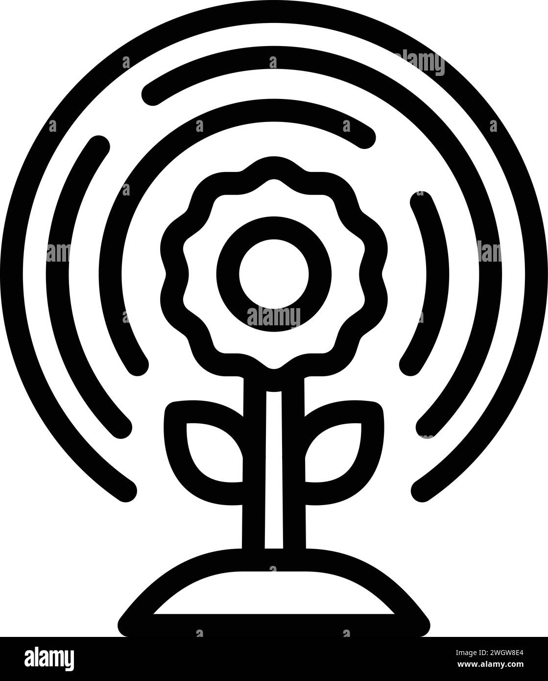 Vecteur de contour d'icône de plante de tournesol. Champ alimentaire. Agriculture agricole Illustration de Vecteur
