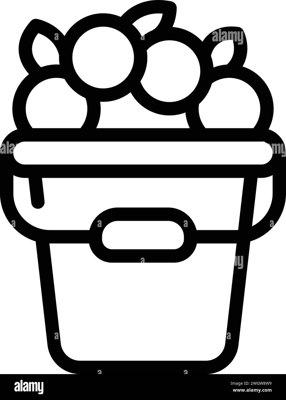 Seau complet de vecteur de contour d'icône de fruits. Terre de fruits de jardin. Travail intelligent Illustration de Vecteur