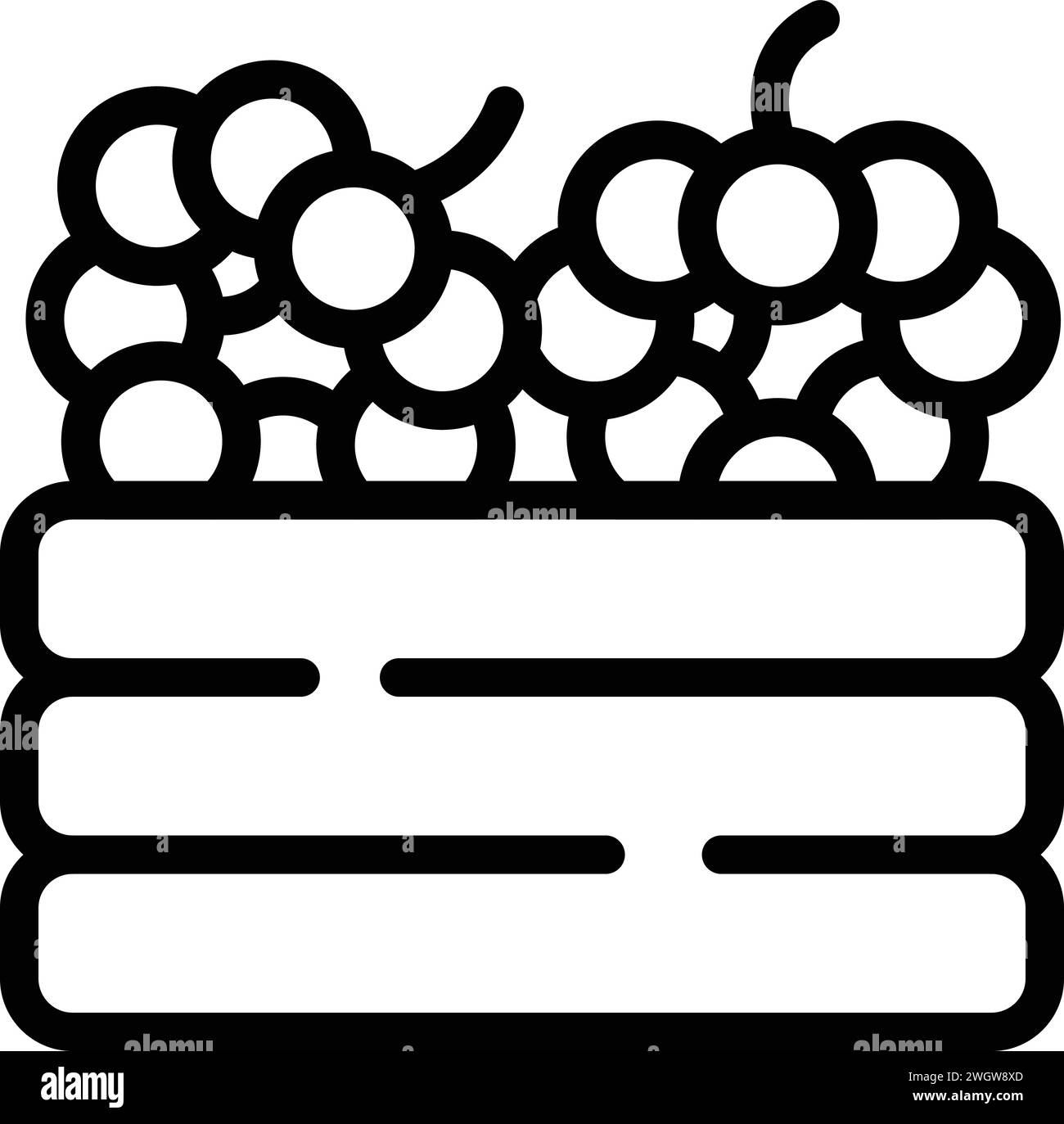 Vecteur de contour d'icône de boîte de bois de fruits. Jardin marché bio. Travail intelligent Illustration de Vecteur