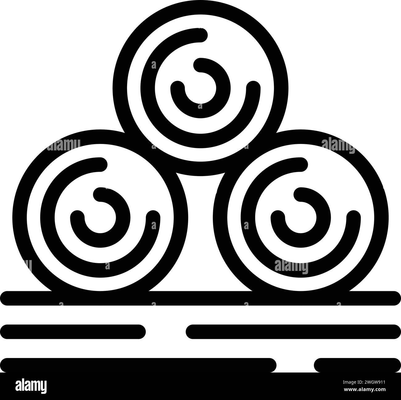 Vecteur de contour d'icône de botte de foin de ferme. Ferme céréalière. Terres cultivatrices de céréales Illustration de Vecteur