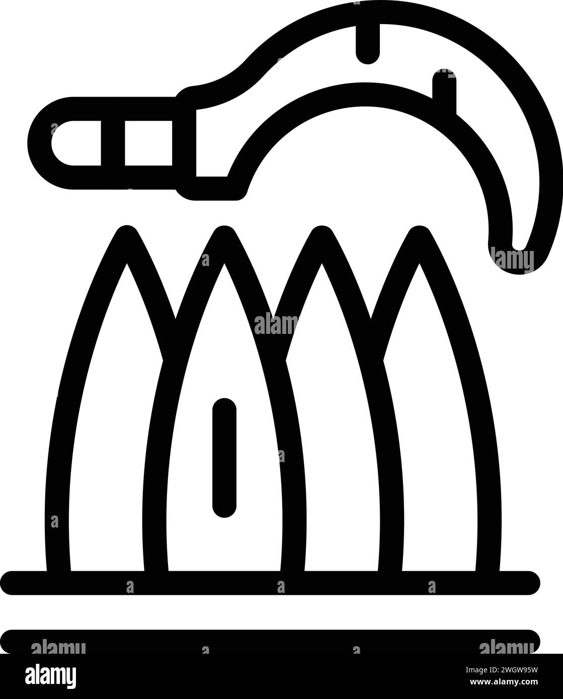 Travail sur le vecteur de contour d'icône d'exploitation. Machine de champ de céréales. Marché alimentaire Illustration de Vecteur