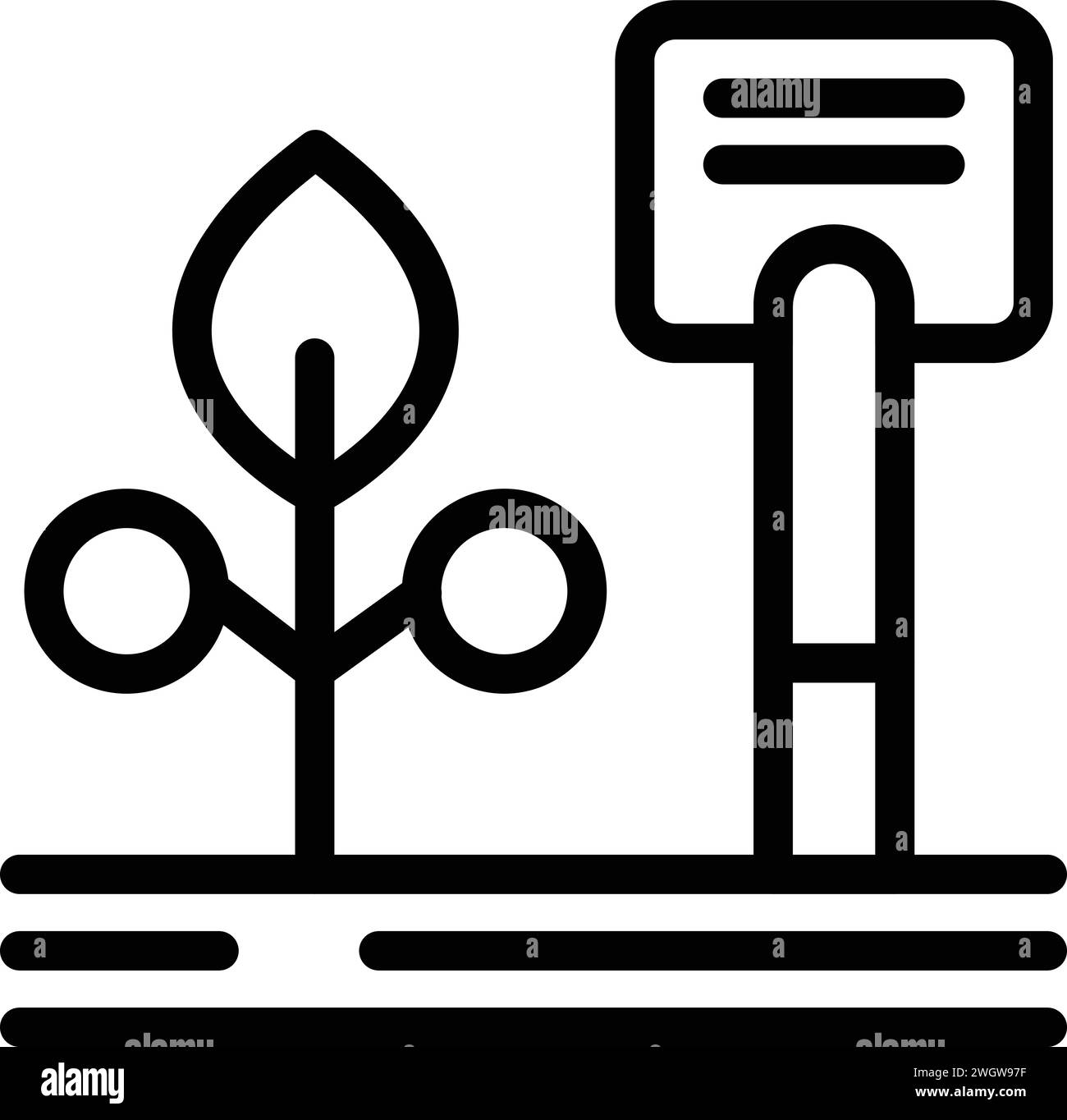 Vecteur de contour d'icône de récolte de plantes. Machine de canne à céréales. Travail foncier rural Illustration de Vecteur