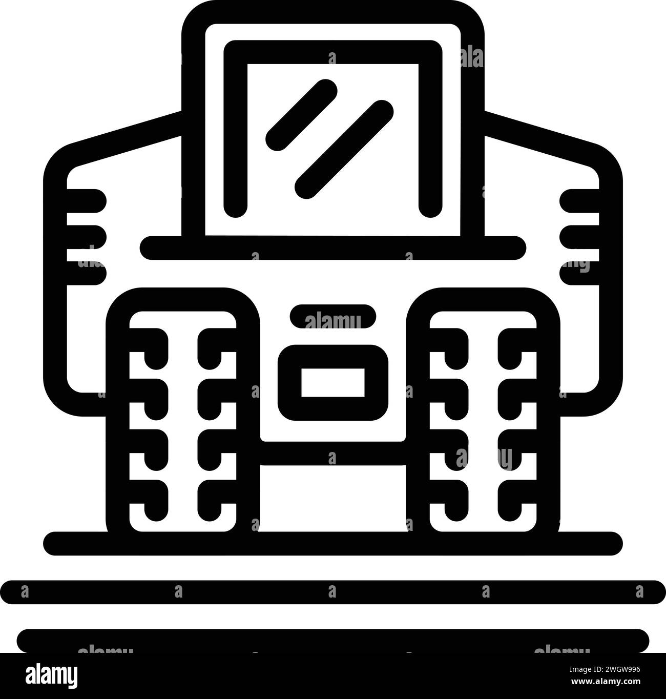 Vecteur de contour d'icône de ferme de machine de récolte. Champ de l'usine de travail. Village bio Illustration de Vecteur