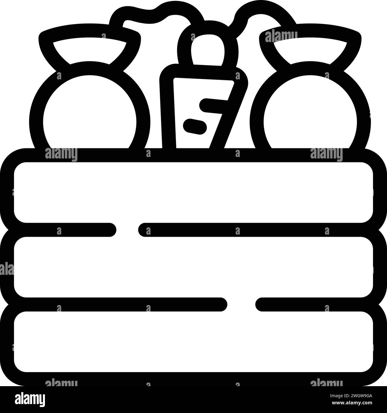 Vecteur de contour d'icône de boîte de bois de récolte. Légumes frais écologiques. Agronomie de jardin Illustration de Vecteur