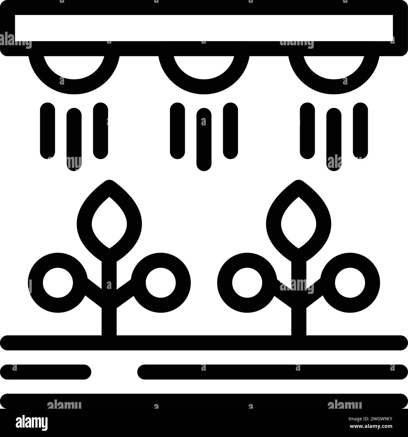 Vecteur de contour d'icône d'arrosage de plante fermier. Nourriture des gens. Travail de marché Illustration de Vecteur