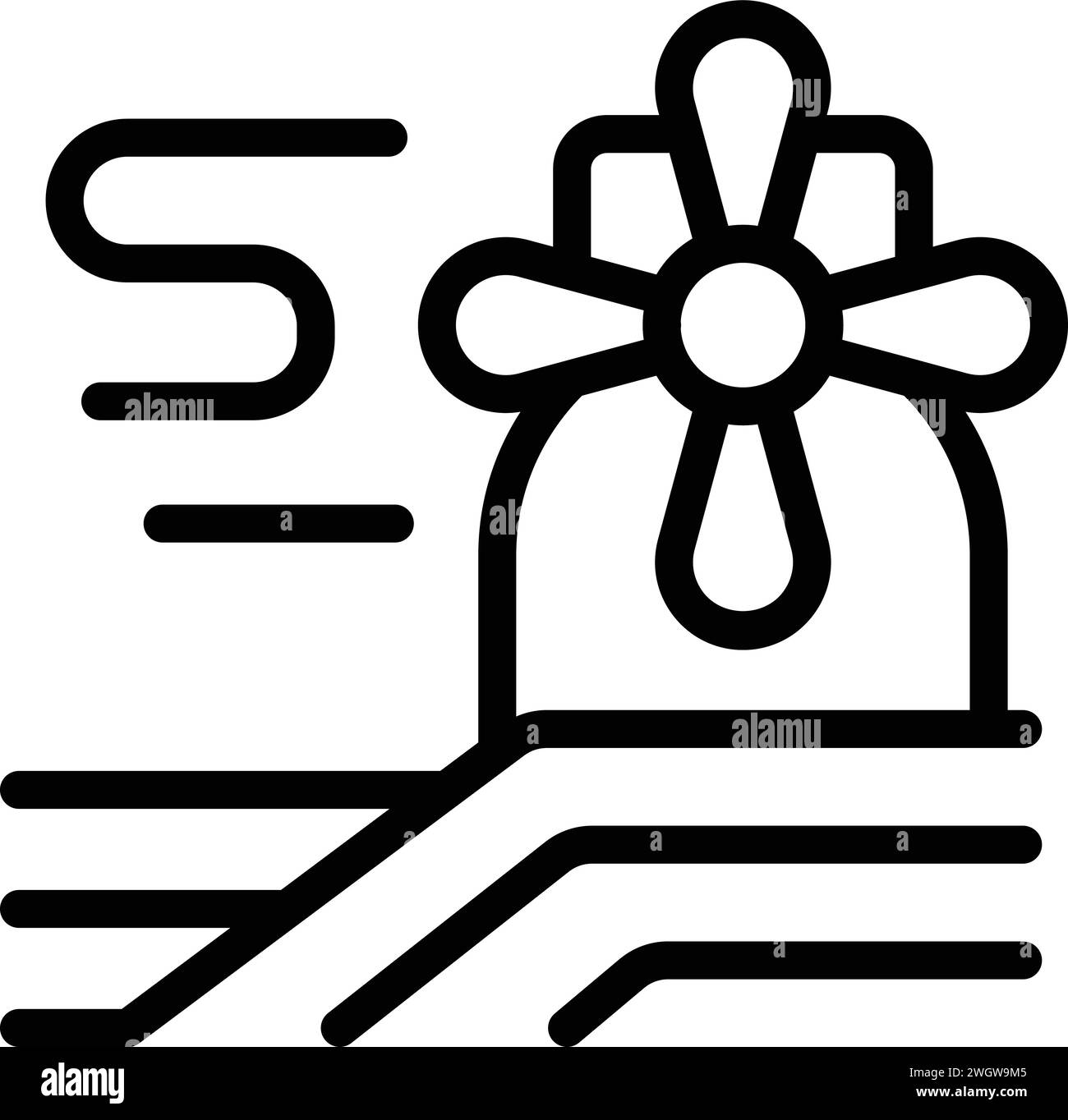 Vecteur de contour d'icône de moulin agricole. Terres rurales paysannes. Agriculture céréalière machine Illustration de Vecteur