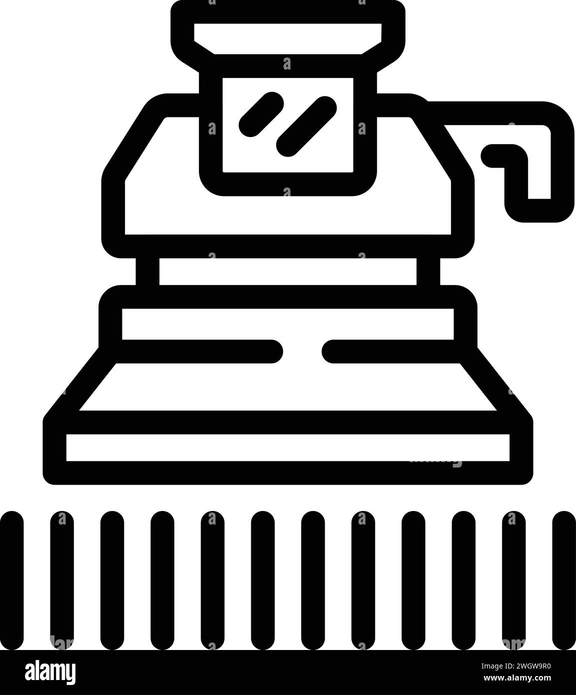 Vecteur de contour d'icône de travail de récolteuse à grains. Ferme intelligente. Tracteur de travail Illustration de Vecteur