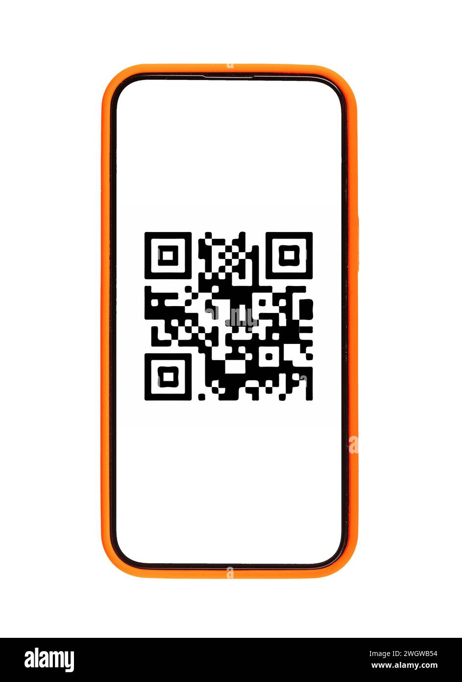 Scanner de code QR, application de téléphone portable pour le paiement électronique via qrcode, isolé sur fond blanc Banque D'Images