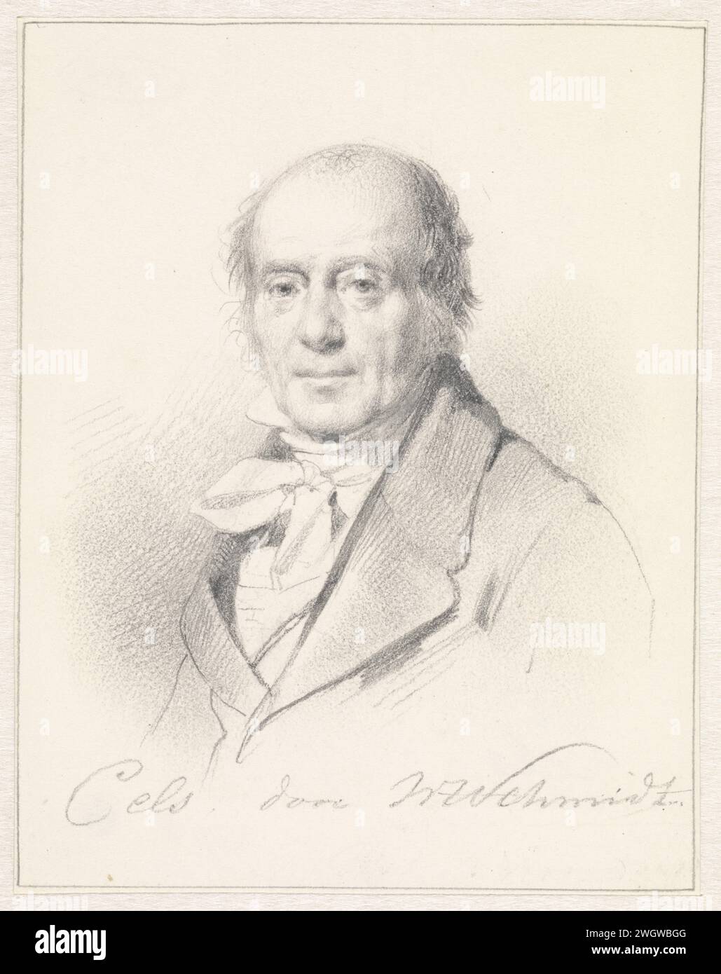 Portrait de Cornelis Cels, Willem Hendrik Schmidt, 1819 - 1849 papier à dessin. crayon de personnes historiques. portrait, autoportrait de dessinateur. portrait, autoportrait de peintre. portrait, autoportrait d'artiste Banque D'Images