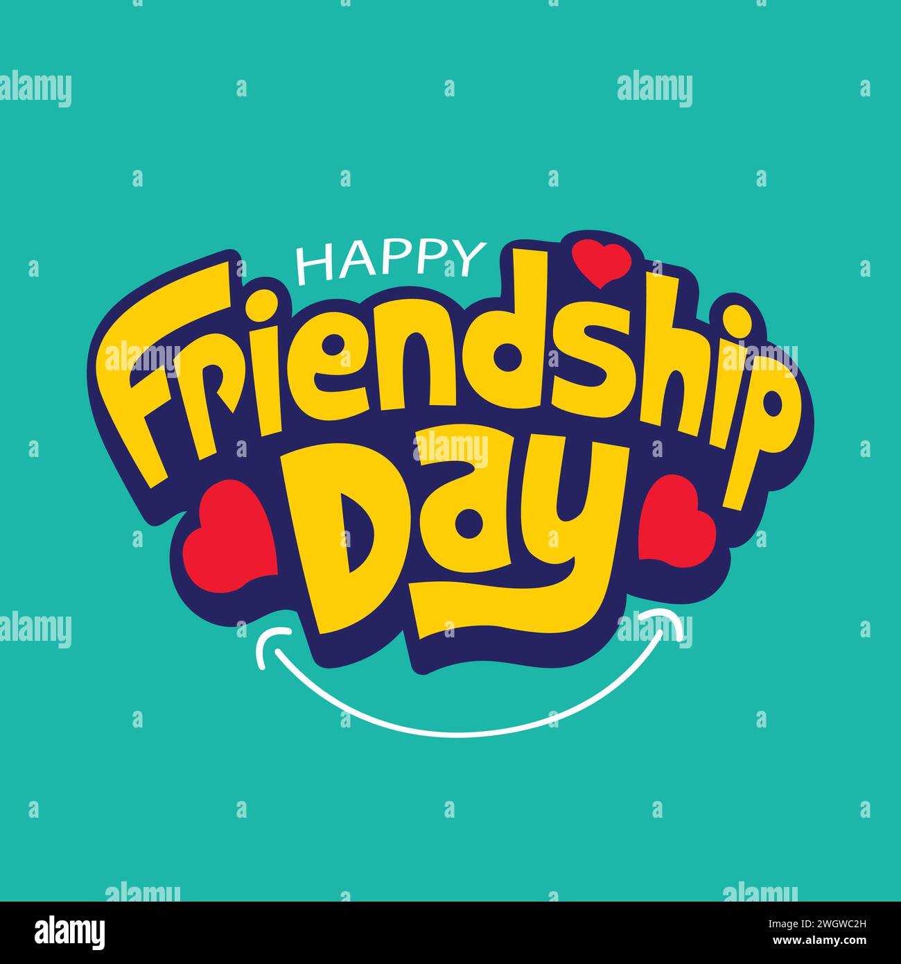 Motif lettrage amusant Happy Friendship Day. Illustration vectorielle typographique audacieuse pour célébrer la journée internationale de l'amitié 2024. Salut d'amitié Illustration de Vecteur