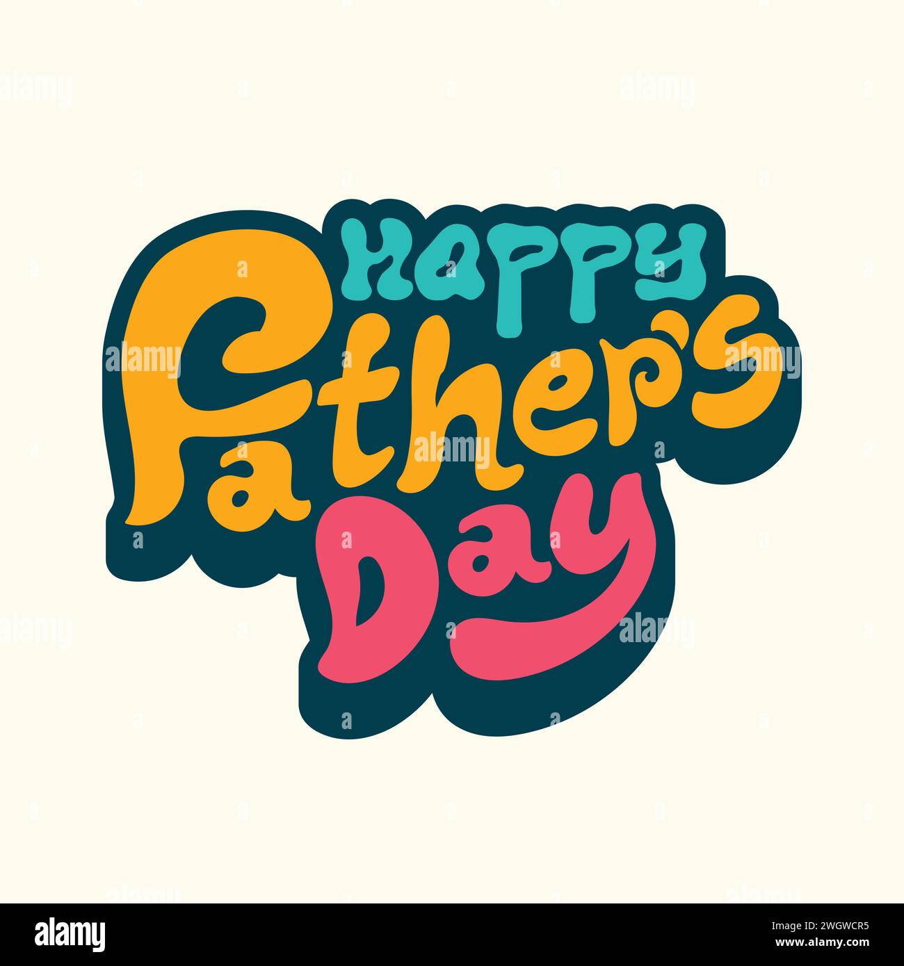 Heureux pères jour moderne et tendance illustration vectorielle colorée de typographie. Carte de voeux pour la fête des pères. Lettrage dessiné à la main pour le meilleur papa. Je t'aime Illustration de Vecteur