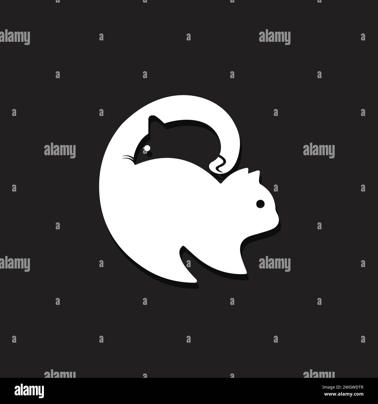 Logo créatif rat Cat avec concept d'espace négatif. Concept créatif négatif Space Rat Cat logo Design. Logo animal. Illustration de Vecteur
