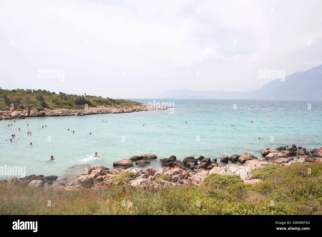 Île de Sedir également connue sous le nom d'île Cléopâtre dans la province de Mugla, Turquie Banque D'Images