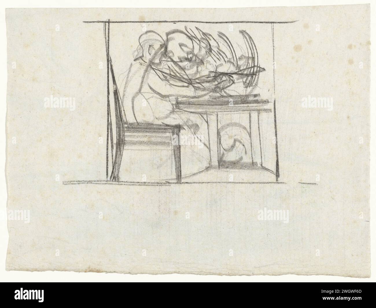 Design pour la publicité par Nutrix Geschuit, Gerrit Willem Dijsselhof, 1876 - 1924 dessin Design pour la publicité par Nutrix rusk `la voiture creuse bolle ' : il pourrait être choqué, gros morceaux. papier. publicité à la craie. (autres) noms historiques Banque D'Images