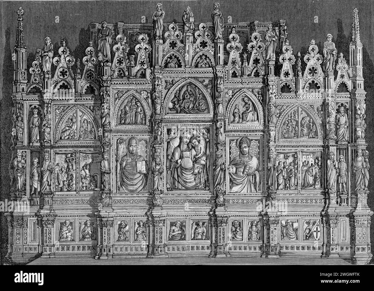 Arezzo, cattedrale, altare maggiore, di Giovanni Pisano (xilografia). Banque D'Images