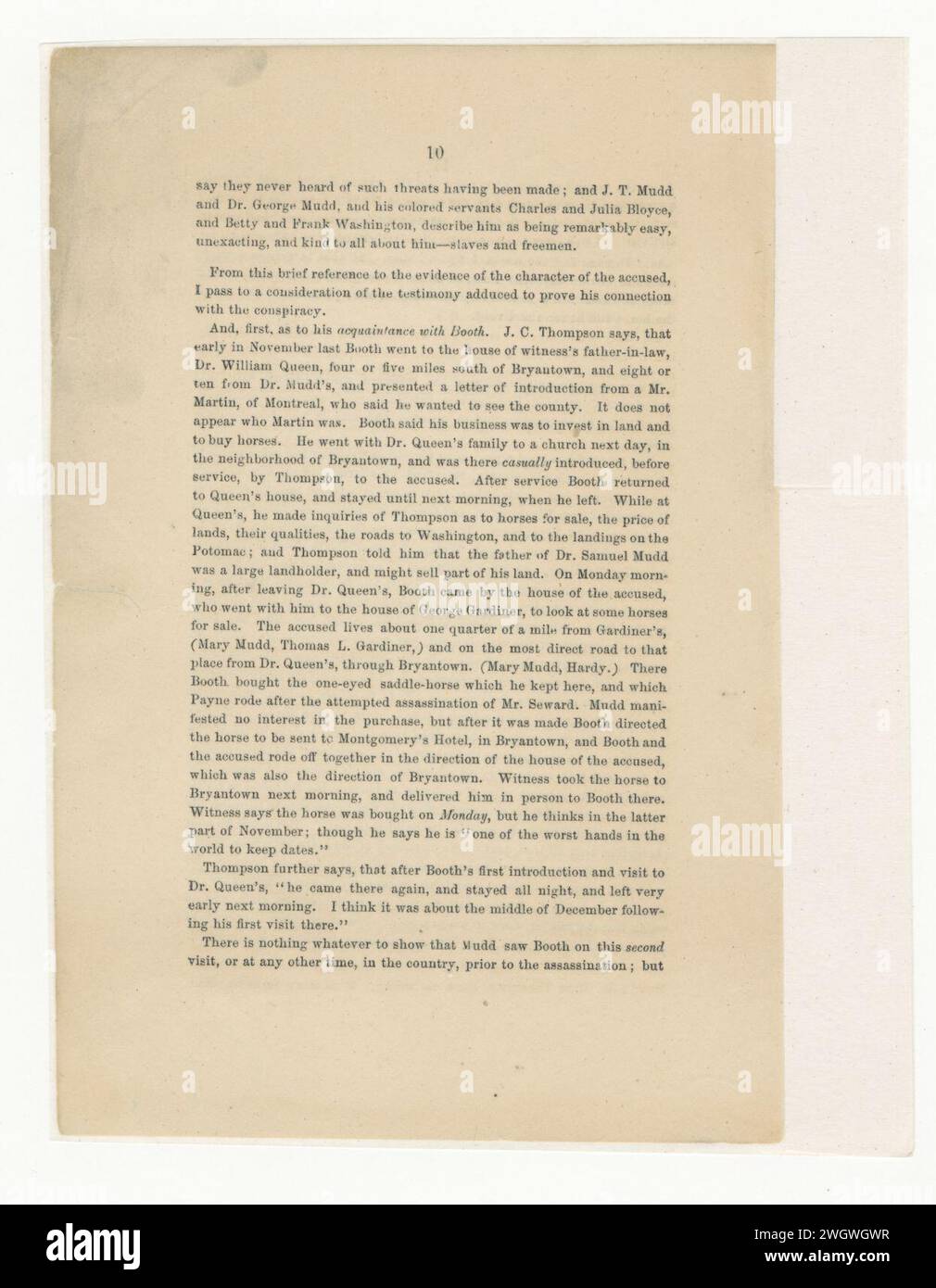 Argumentation de Thomas Ewing, Jr., sur la compétence et sur le droit et la preuve dans le cas du Dr Samuel A. Mudd Banque D'Images