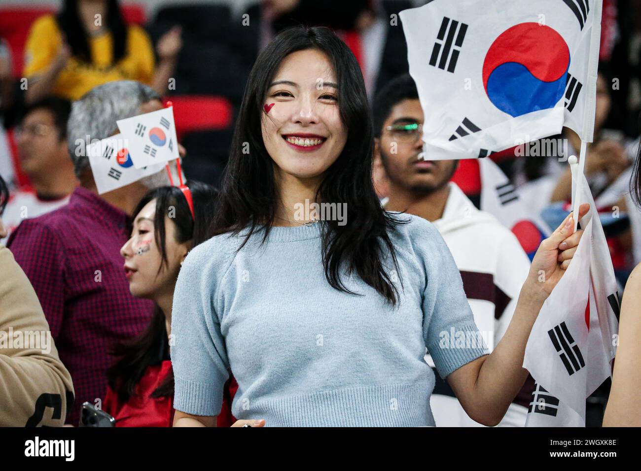 Doha, Qatar, 6 Feb 2024, AFC Asian Cup Qatar 2023 demi-finale : Jordanie 2-1 Corée du Sud, , image : fans coréens Banque D'Images