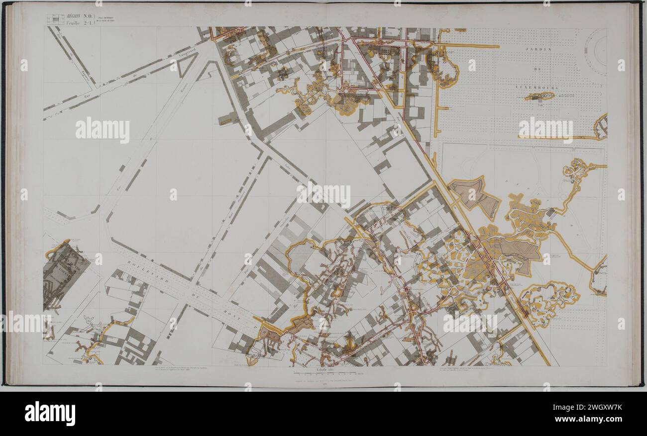 Atlas souterrain de la ville de Paris - 15. Rue de Vaugirard, rue de l'Ouest, boulevard du Montparnasse - BHVP. Banque D'Images