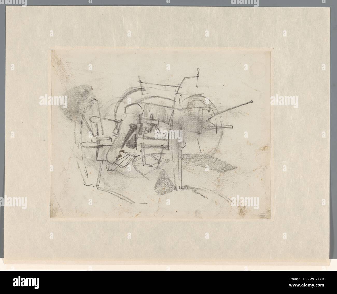 GUTS, avec wagon avant, George Hendrik Breitner, 1867 - 1923 papier à dessin. armes à feu à craie : canon Banque D'Images