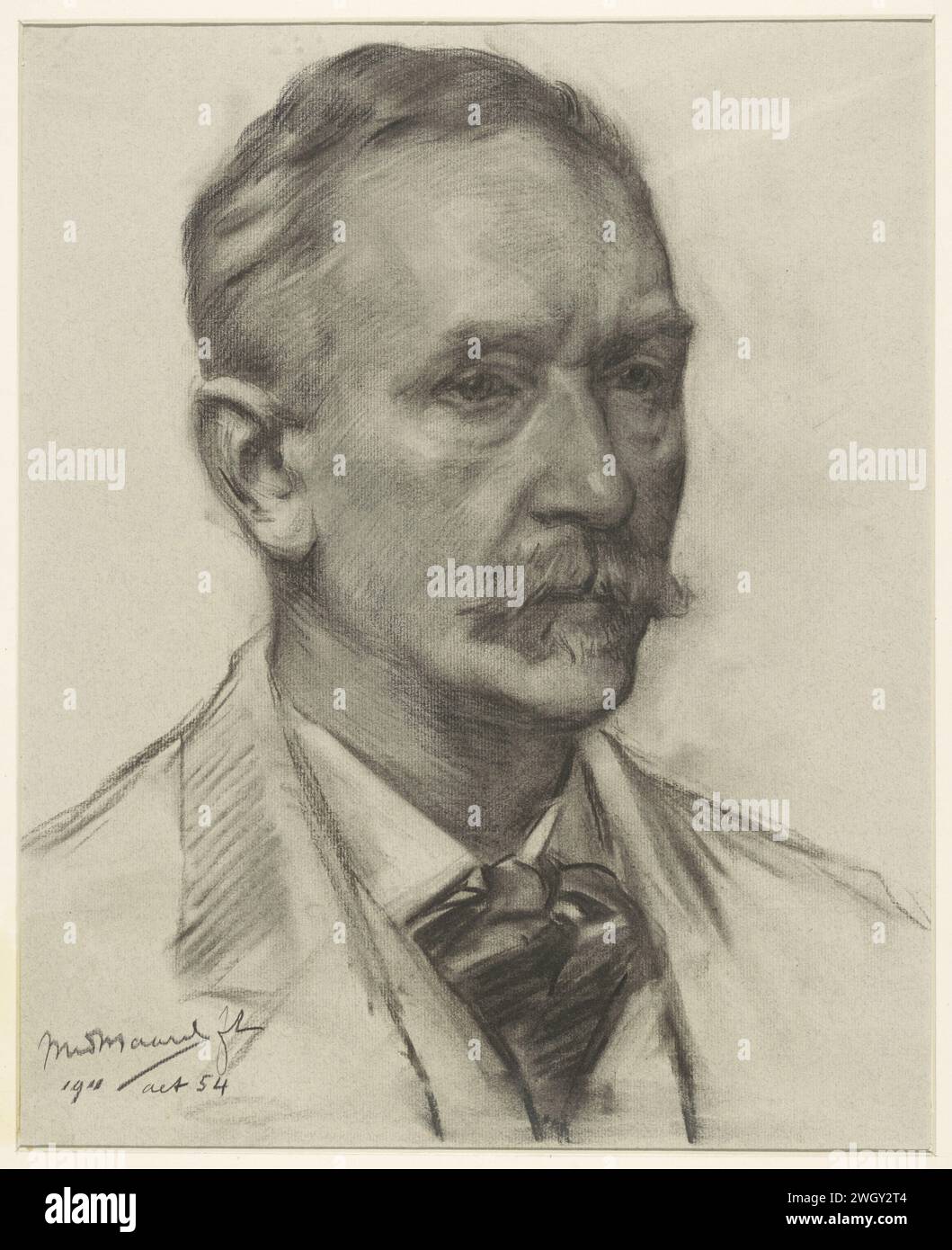 Autoportrait du peintre Marinus van der Maarel, Marinus van der Maarel, 1911 papier à dessin. portrait, autoportrait d'artiste. portrait, autoportrait de peintre. personnes historiques Banque D'Images