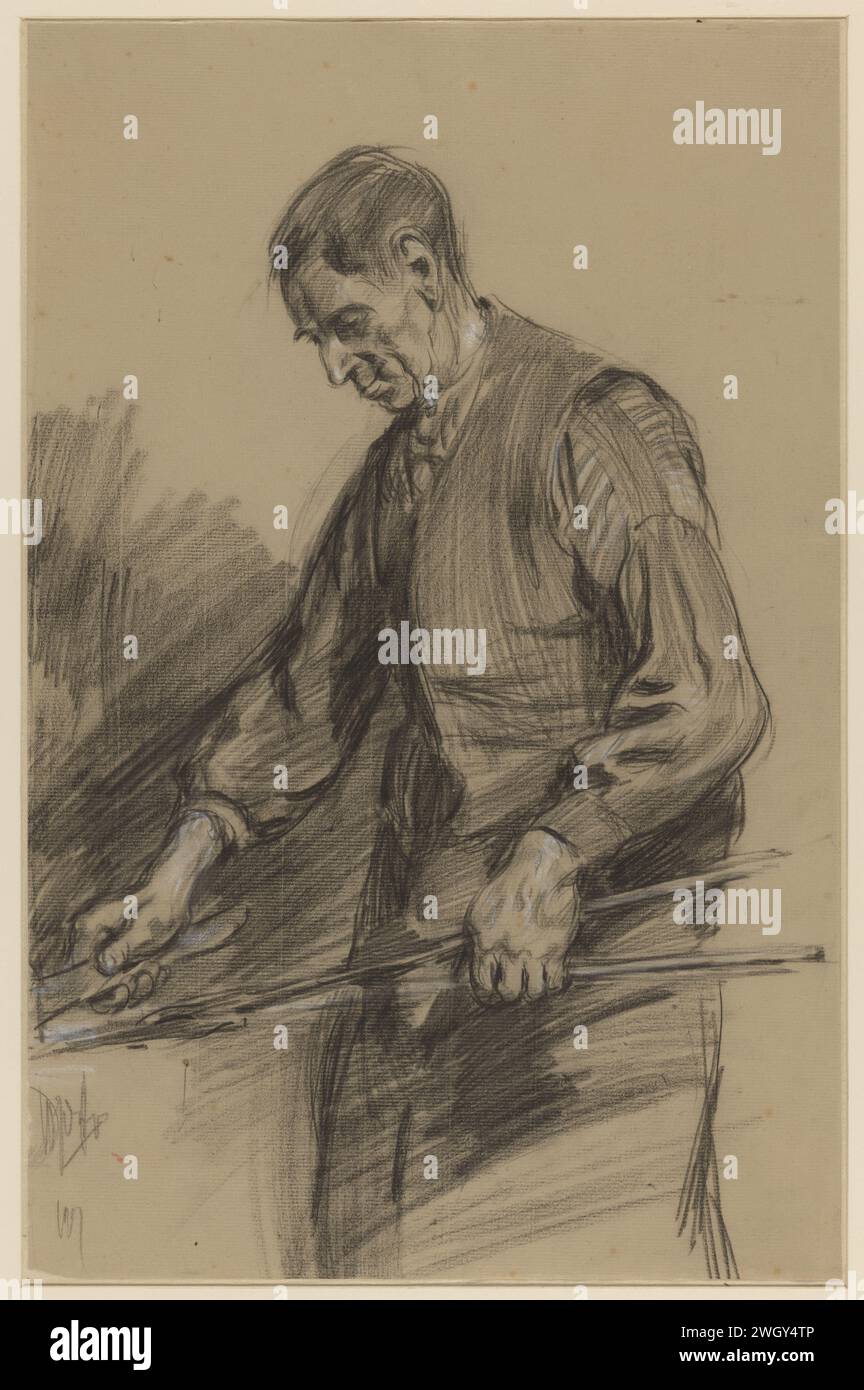 Smid dans son atelier, Waalko Jans Dingemans (I), 1917 papier à dessin. chalk smith, forgeron Banque D'Images
