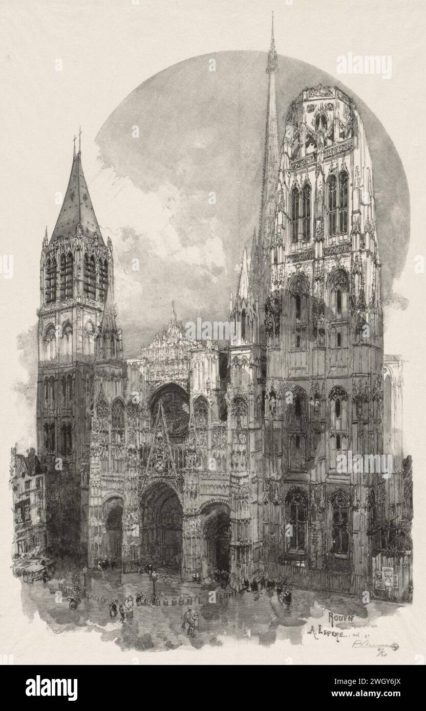 Auguste Louis Lepère (français, 1849-1918) - Rouen illustré, la Cathédrale de Rouen Banque D'Images