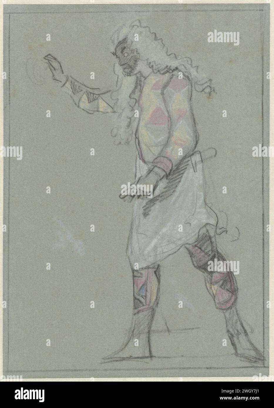 Arlequin : Barbier, Cornelis Troost, 1738 papier à dessin. Types de craie dans 'commedia dell'Arte' : Harlequin. (Scènes de) œuvres littéraires spécifiques (avec AUTEUR, titre). Types dans 'commedia dell'Arte' : Arlequin. (Scènes de) œuvres littéraires spécifiques (avec AUTEUR, titre) Banque D'Images