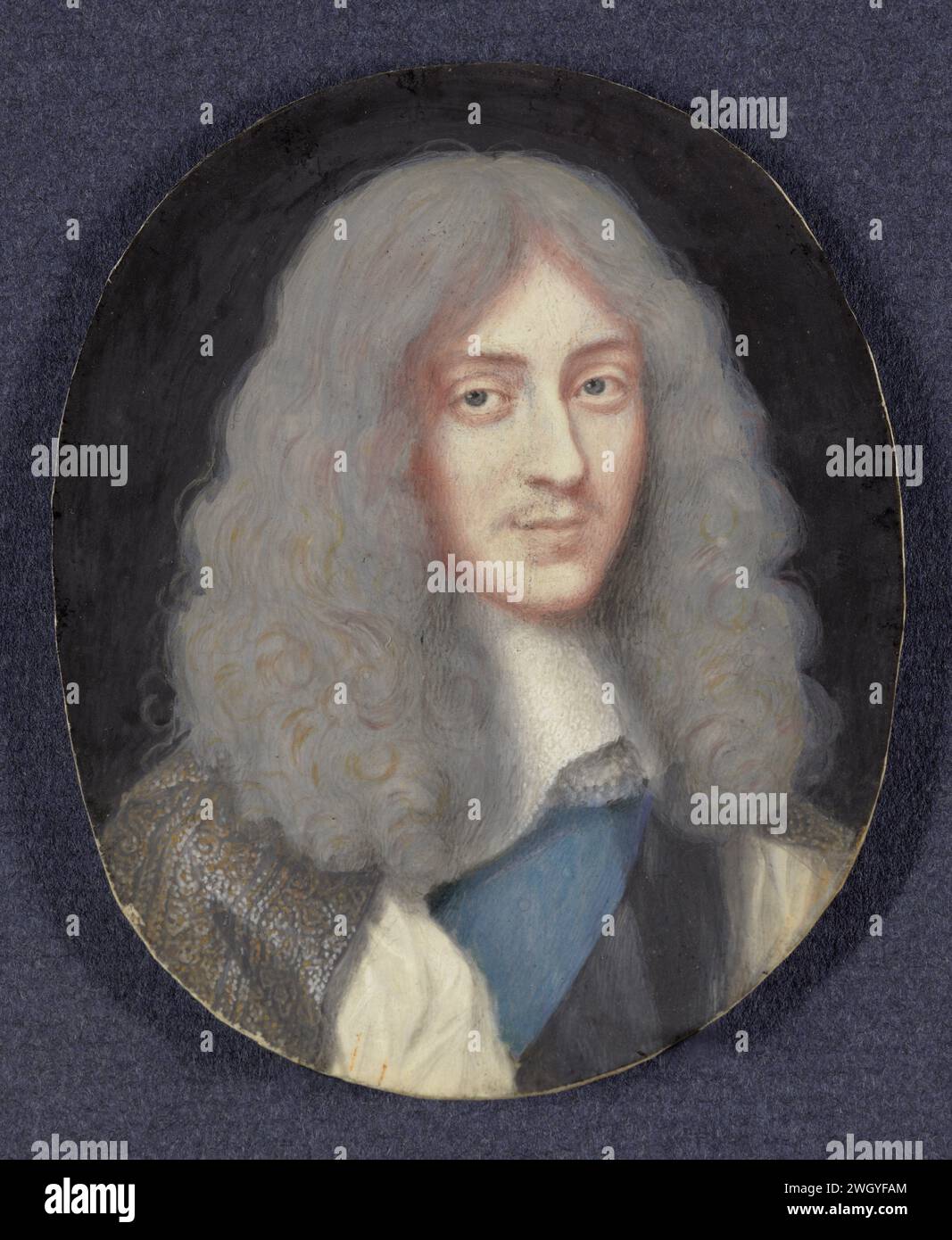 Jacobus II (1633-1701), futur roi d'Angleterre, jeune homme, Louis du Guernier (I), 1656 miniature (peinture) Portrait de Jacobus II (1633-1701), futur roi d'Angleterre, jeune homme. Buste, à droite. Fait partie de la collection de portraits miniatures. carton. métal. verre. aquarelle (peinture) Banque D'Images