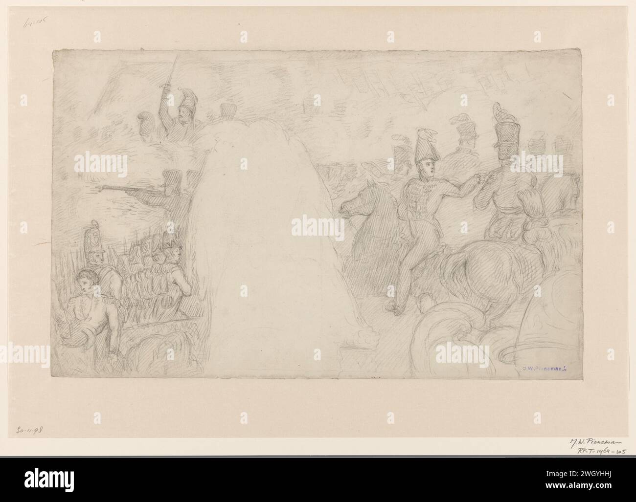 Détail de la peinture de Slag à Waterloo, Jan Willem Pieneman, 1789 - 1853 papier à dessin. bataille de craie (+ forces terrestres). événements et situations historiques Banque D'Images